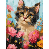 Картина за номерами "Пухнастик у квітах" KHO6600 30х40см