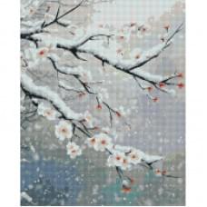 Алмазна мозаїка "Цвіт в снігу" Brushme DBS1269, 40х50 см