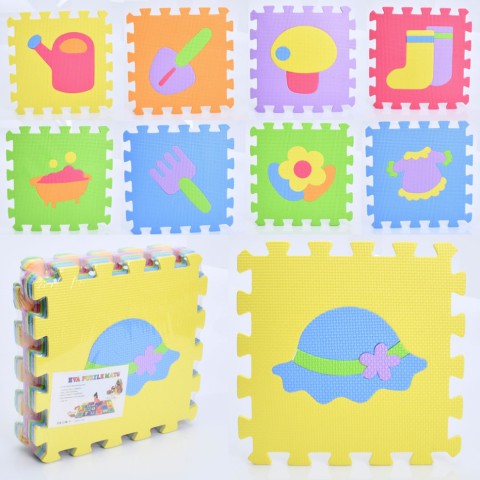 Дитячий килимок Мозаїка "Предмети" MR 1275, 9 деталей, EVA, 30х30 см