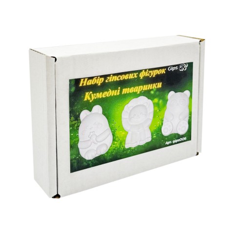 Гіпсові фігурки для декорування "Кумедні тваринки" gips006, 3 фігурки