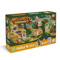 Дитячий пазл з дерев'яними фігурками "Хто живе в лісі?" 300608, 16 елементів