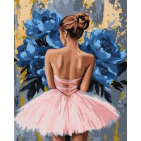 Картина за номерами "Балерина з блакитними півоніями" ©art_selena_ua KHO8661, 40x50 см