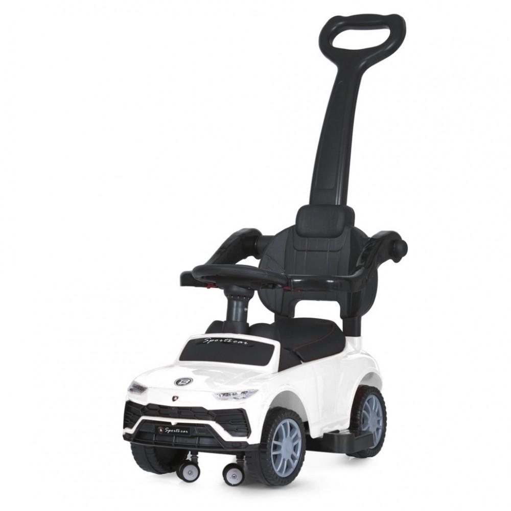 Дитяча каталка-толокар M 5044L-1 білий, з батьківською ручкою