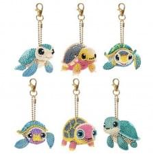 Набір брелків для алмазної мозаїки "Черепашки" BR37 з інструментами 6 шт