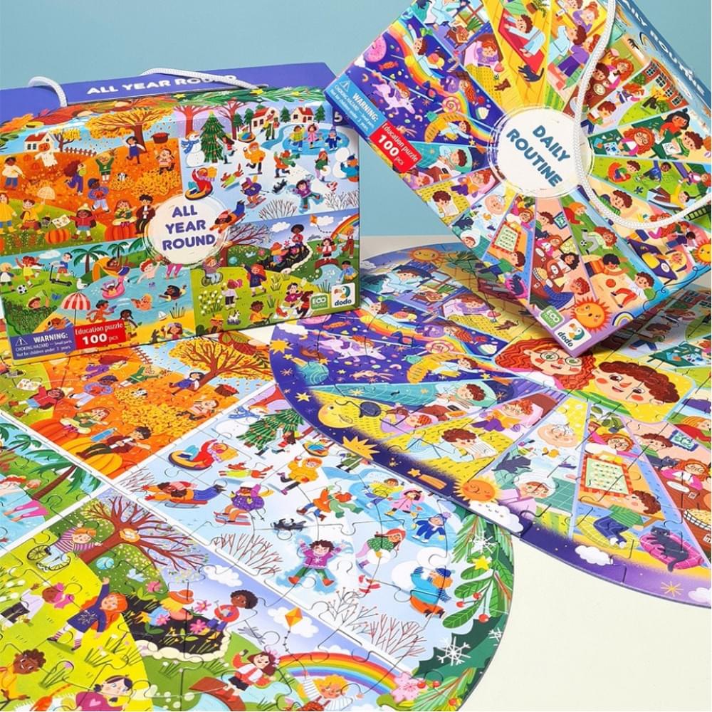 Дитячий віммельпазл "Розпорядок дня" DoDo Toys 300619, 100 елементів