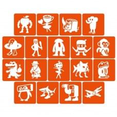 Набір трафаретів для біотату "Італійський брейнрот №1" Italian-brainrot_5x5_18_1