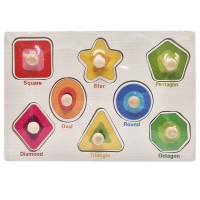 Дерев'яний пазл-вкладиш Геометричні фігури 53972-7 ручка-тримач, у плівці