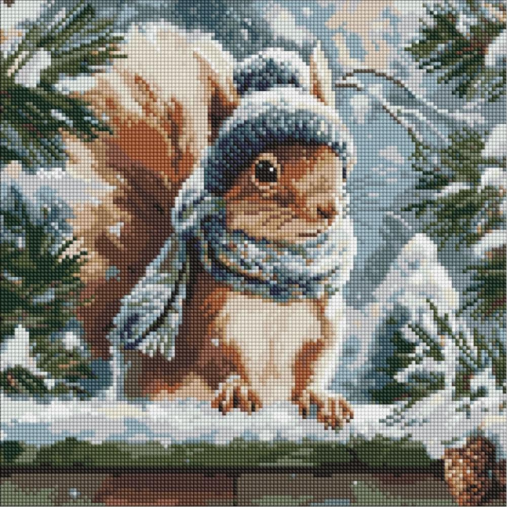 Алмазна мозаїка "Зимове білченя" AMO20019, 40х40 см