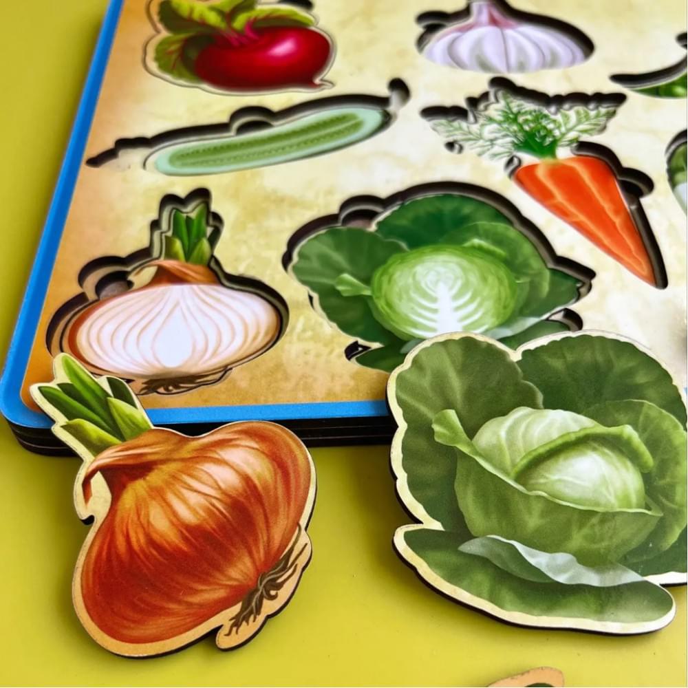 Дерев'яний пазл-вкладиш "Овочі зовні та всередині" Ubumblebees (ПСД194) PSD194