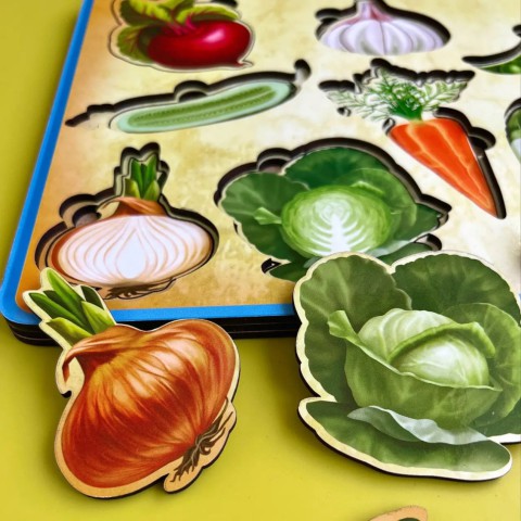 Дерев'яний пазл-вкладиш "Овочі зовні та всередині" Ubumblebees (ПСД194) PSD194