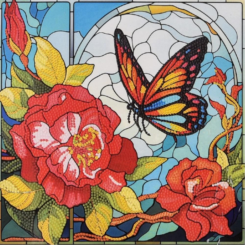 Алмазна мозаїка "Метелик літа" DEEX16304 не повна викладка 30х30 см