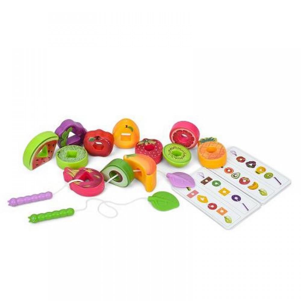 Дитяча іграшка "Шнурівка: Фрукти" M10C 12 продуктів, 2 мотузки, 6 карток