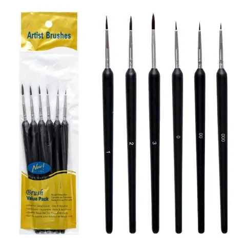 Набір пензлів художніх круглих 10404, 6 розмірів