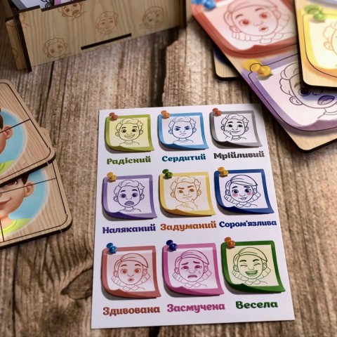 Дерев'яний пазл-сортер "Емоції" Ubumblebees (ПСФ101) PSF101, 36 деталей