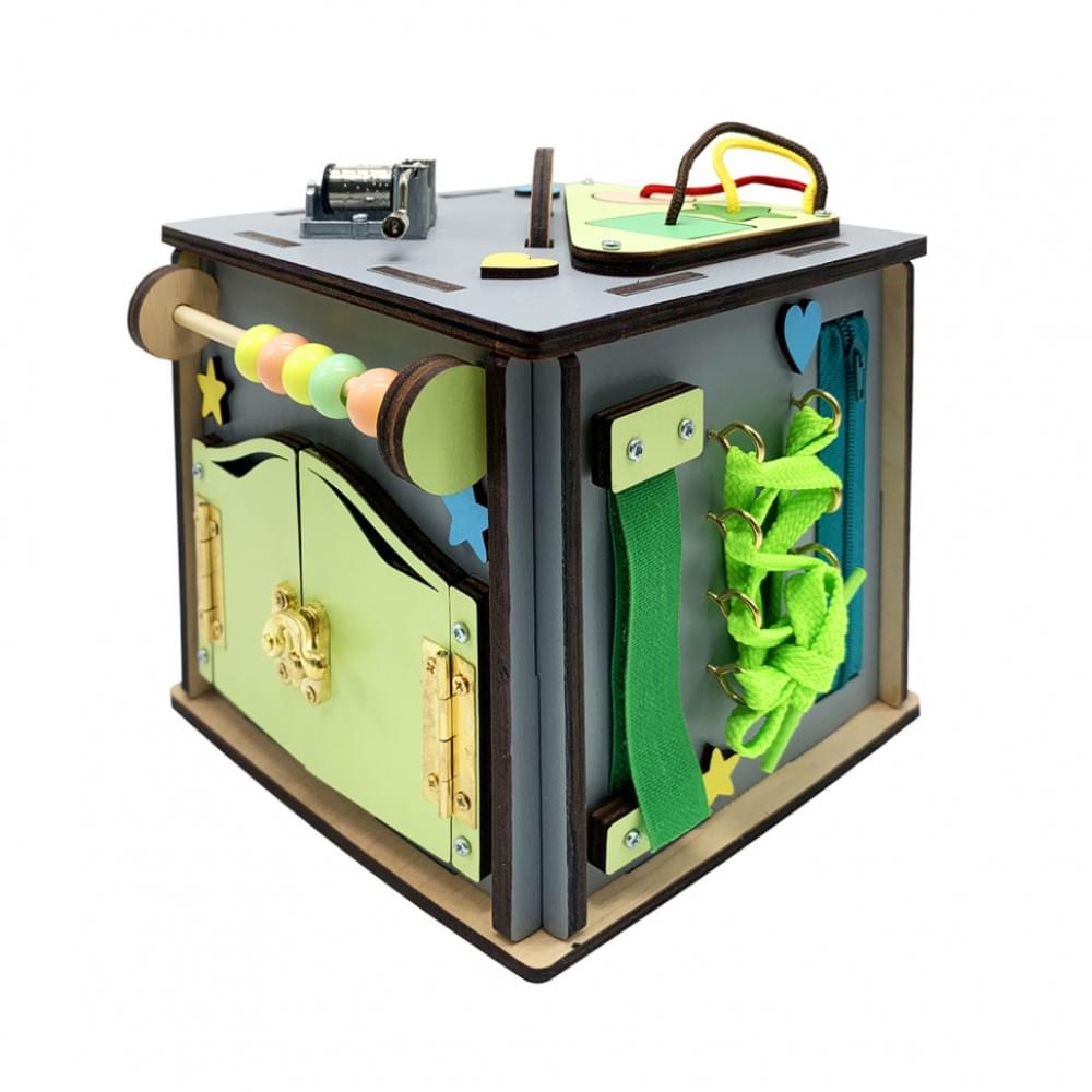 Розвиваюча іграшка Бізикуб Temple Group TG158746 15х15х15 см Сірий