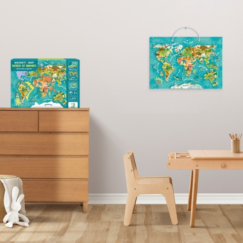 Дитяча магнітна мапа світу тварини DoDo Toys 200267, 36 елементів