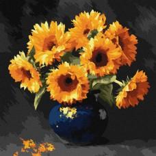 Картина за номерами "Соняшник в темряві" ©art_selena_ua KHO3330, 40x40 см
