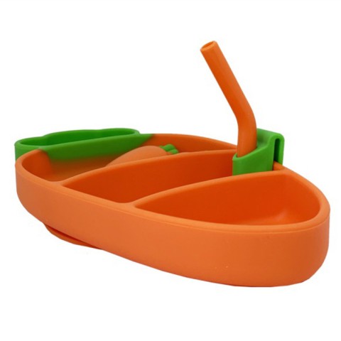 Дитяча силіконова тарілка з приладами "Морква" MGZ-0121