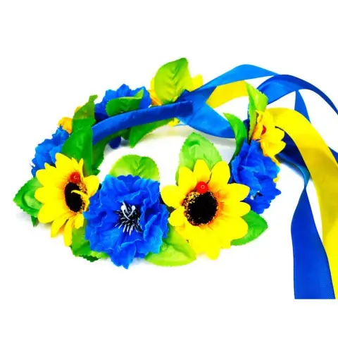 Обідок-вінок український "Квіти" 0205-759 з об'ємними квітами