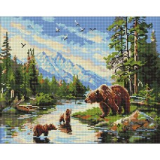 Алмазна мозаїка "Ведмедиця і ведмежата" ©art_selena_ua AMO20089, 40х50 см