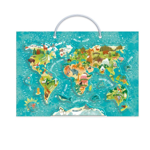 Дитяча магнітна мапа світу тварини DoDo Toys 200267, 36 елементів