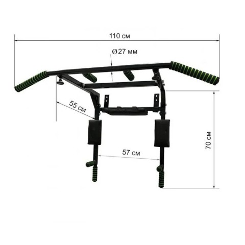 Турнік-бруси настінний Iron 4 в 1 з м'якими ручками чорний NE-TR-4B