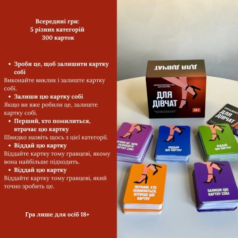 Настільна гра Для дівчат 290131, 5 різних категорій карт