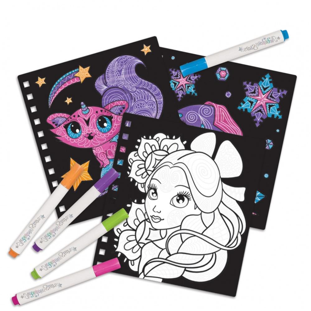 Набір для творчості Розмальовка: Візерунки на оксамиті Nebulous Stars 11026, 5 міні маркерів