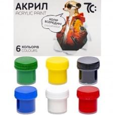 Дитячий набір акрилових фарб 7C50601 6 кольорів, по 10 мл Дитячий набір акрилових фарб 7C50601 6 кольорів, по 10 мл