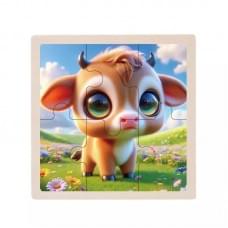 Дитячий дерев'яний пазл-вкладиш "Теля" MD 1509-13, 6 елементів 9,8 х 9,8 х 0,4 см