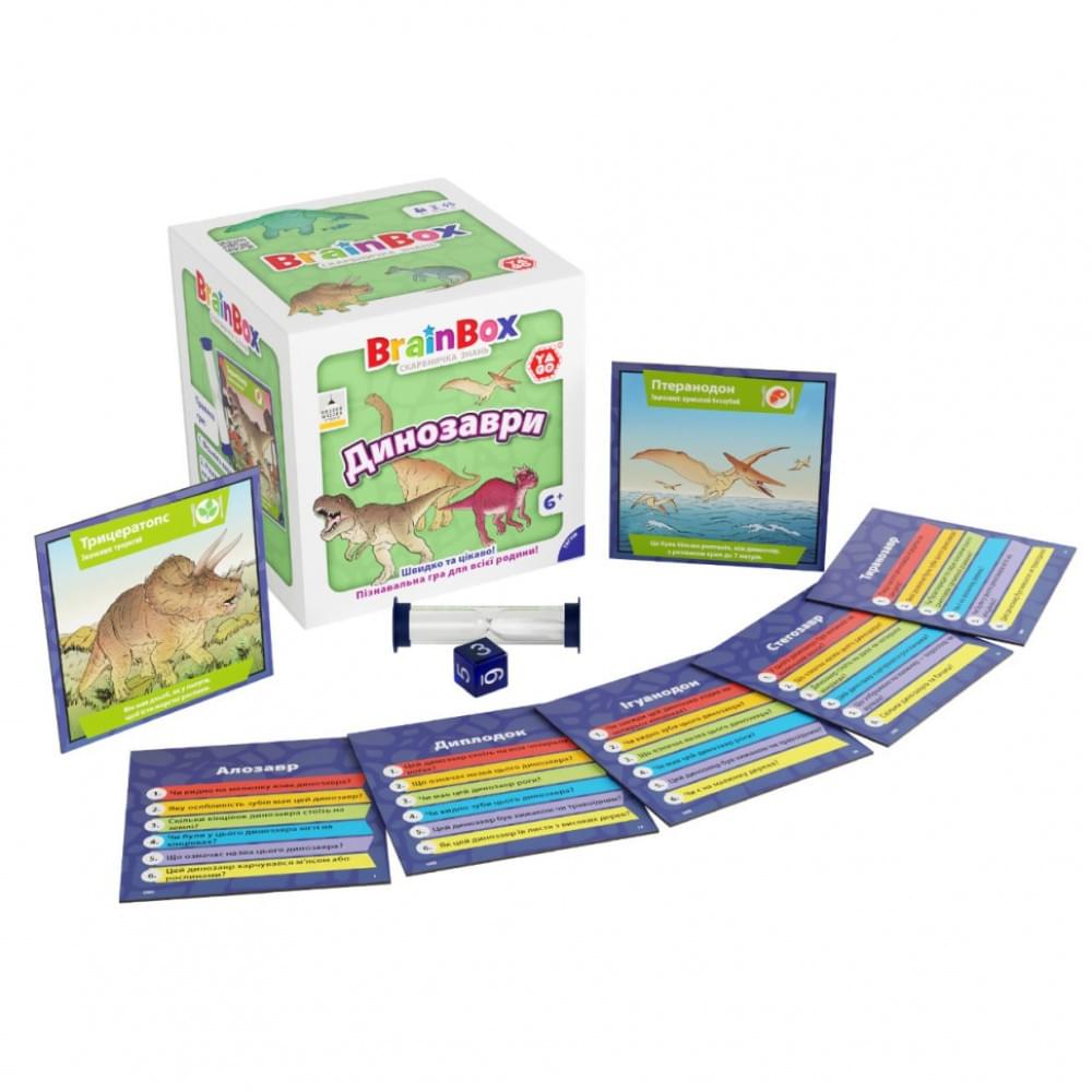 Карткова гра Brainbox "Динозаври" Yago BZZBRDI02UA 55 карток 1 гральний кубик
