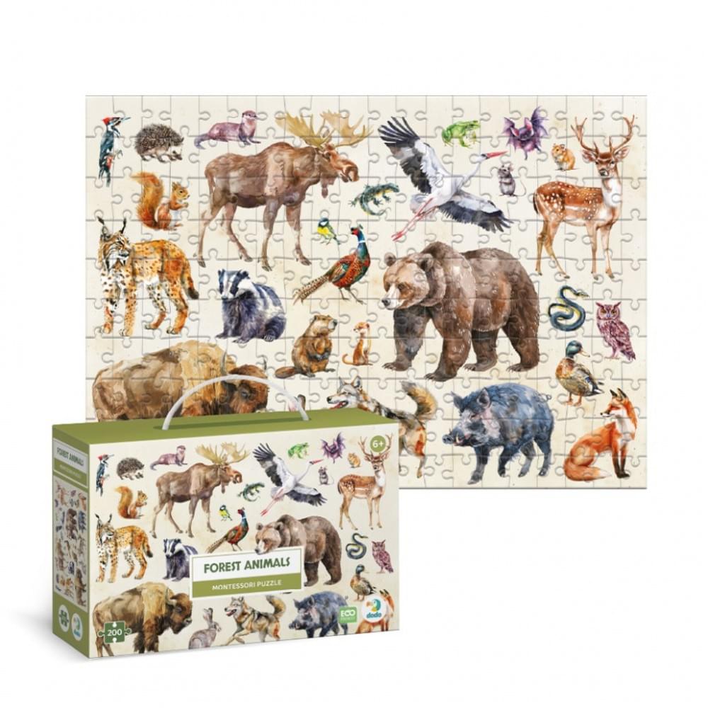 Дитячий пазл Монтессорі "Лісові тварини" DoDo Toys 300629, 200 елементів