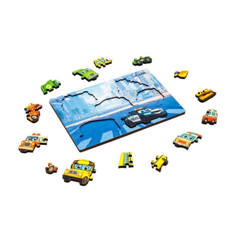 Дерев'яний пазл-вкладиш "Розумний світ: Міський транспорт" Puz-88747 А5, 18 елементів