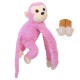 М'яка іграшка Мавпа YG0283 з липучками на двох лапках Рожевий