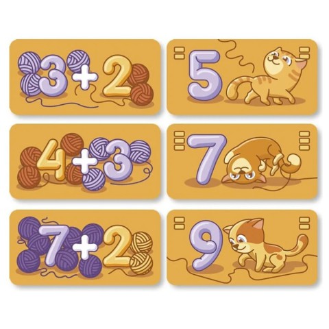 Настільна навчальна гра Муркітливе додавання 360074, 63 картки