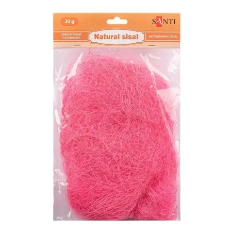 Декоративний наповнювач Сизаль 742785 натуральний, 30 грам, рожевий
