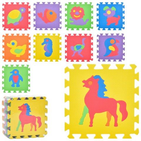 Дитячий килимок Мозаїка "Тварини" M 0376-1, 10 деталей, EVA, 30х30 см