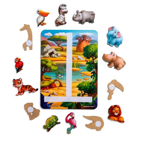 Дерев'яна настільна гра "Повтори за схемою - Африка" Ubumblebees (ПСД178) PSD178 на липучках