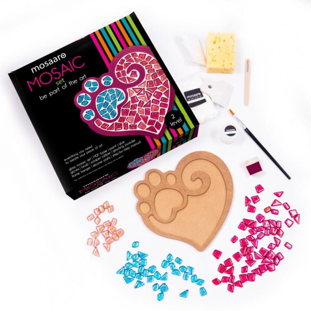 Набір для творчості скляна мозаїка "Лапа з серцем" MA2032, 2 рівень