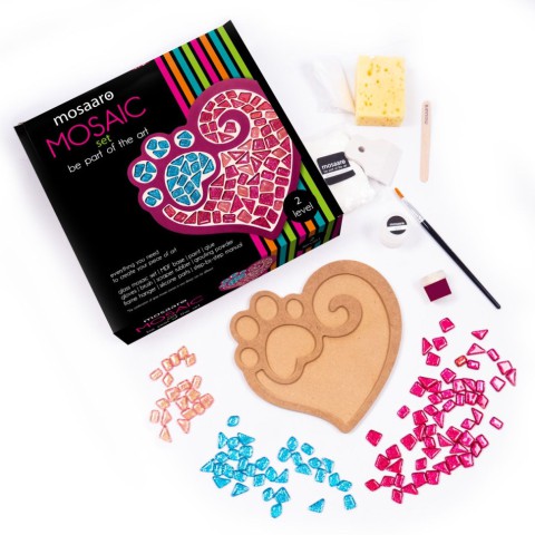 Набір для творчості скляна мозаїка "Лапа з серцем" MA2032, 2 рівень