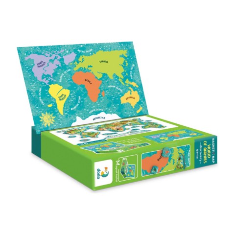Дитяча магнітна мапа світу тварини DoDo Toys 200267, 36 елементів