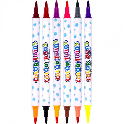 Набір двоколірних фломастерів 9 штук 18 кольорів 8059-18 в пластиковому боксі