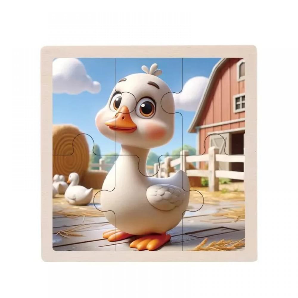 Дитячий дерев'яний пазл-вкладиш "Качка" MD 1509-4, 6 елементів 9,8 х 9,8 х 0,4 см
