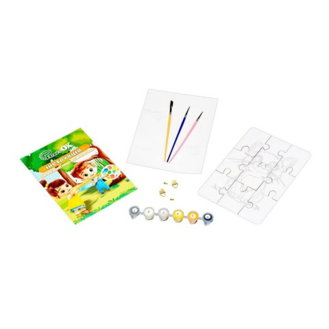 Деревʼяний пазл-розмальовка А5 "Котик" Puz-22938 пензлик, фарби, клейка плівка