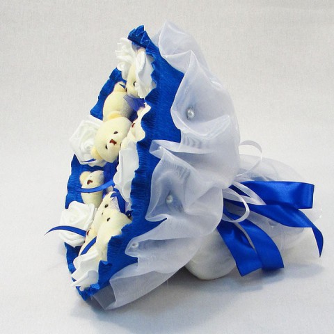 Букет з м'яких іграшок 9 ведмедиків 5339IT синій