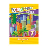 Набір кольорового картону А4 АП-1102 двосторонній 7 аркушів Місто