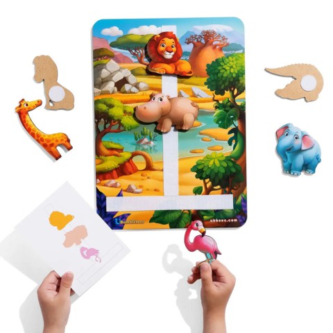 Дерев'яна настільна гра "Повтори за схемою - Африка" Ubumblebees (ПСД178) PSD178 на липучках