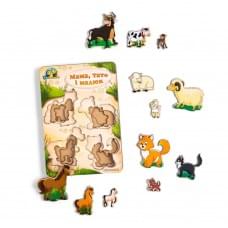 Дерев'яний пазл-вкладиш "Сім'я-домашні тварини" Ubumblebees (ПСД077) PSD077 більше-менше