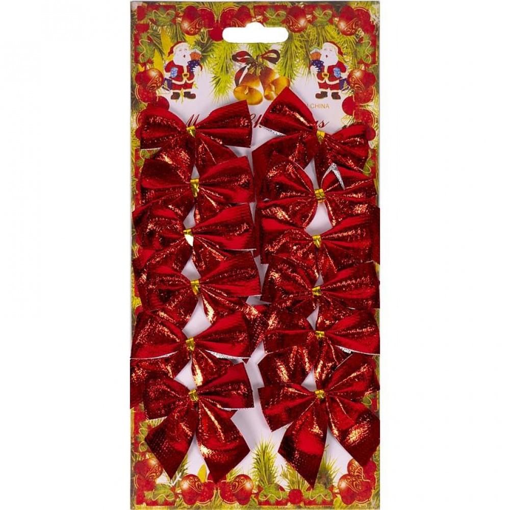 Набір святкових червоних бантиків 2035SP (98395) 12 штук
