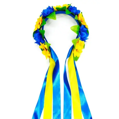 Обідок-вінок український "Квіти" 0205-759 з об'ємними квітами